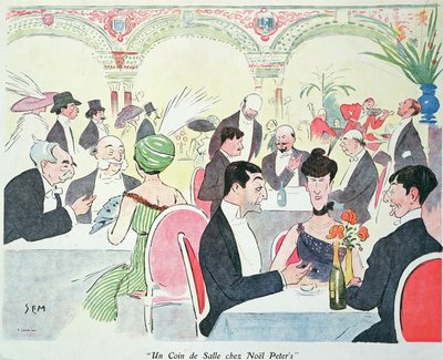 Ristorante di Noel Peter a Parigi, 1914 da Sem